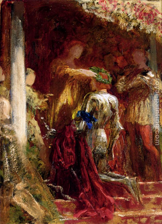 Frank Bernard Dicksee : Victory A Knight Being Crowned With A Laurel Wreath